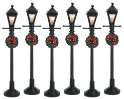 Lemax Village Gas Lantern Street Lamp - Set Of 6