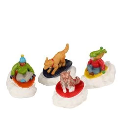 Lemax Dog Snow Saucer Fun - 4 Piece Set
